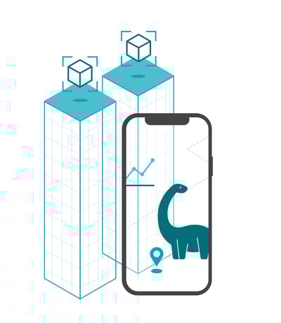 Dinosaur in augmented reality illustration