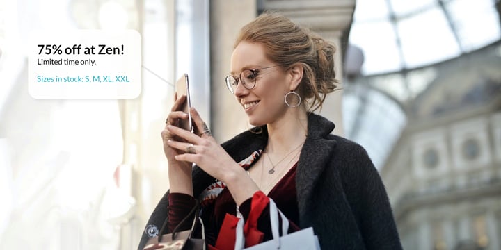 Woman using experiential AR to shop