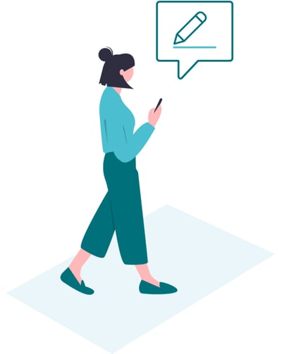 woman with writing icon illustration
