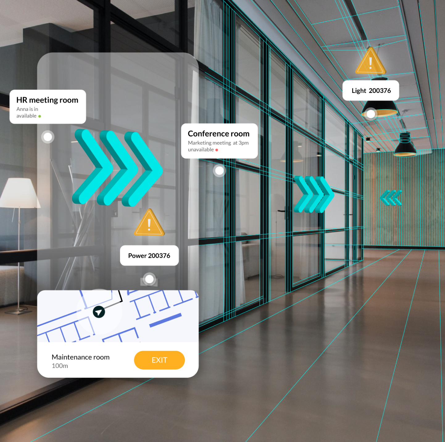 Vera wayfinding mockup in an office building