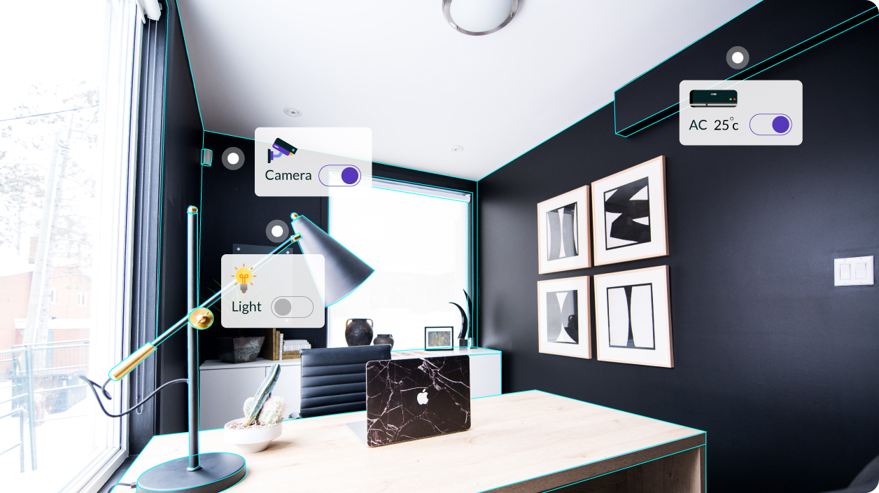Camera, light, and AC controller augmented reality  in an office
